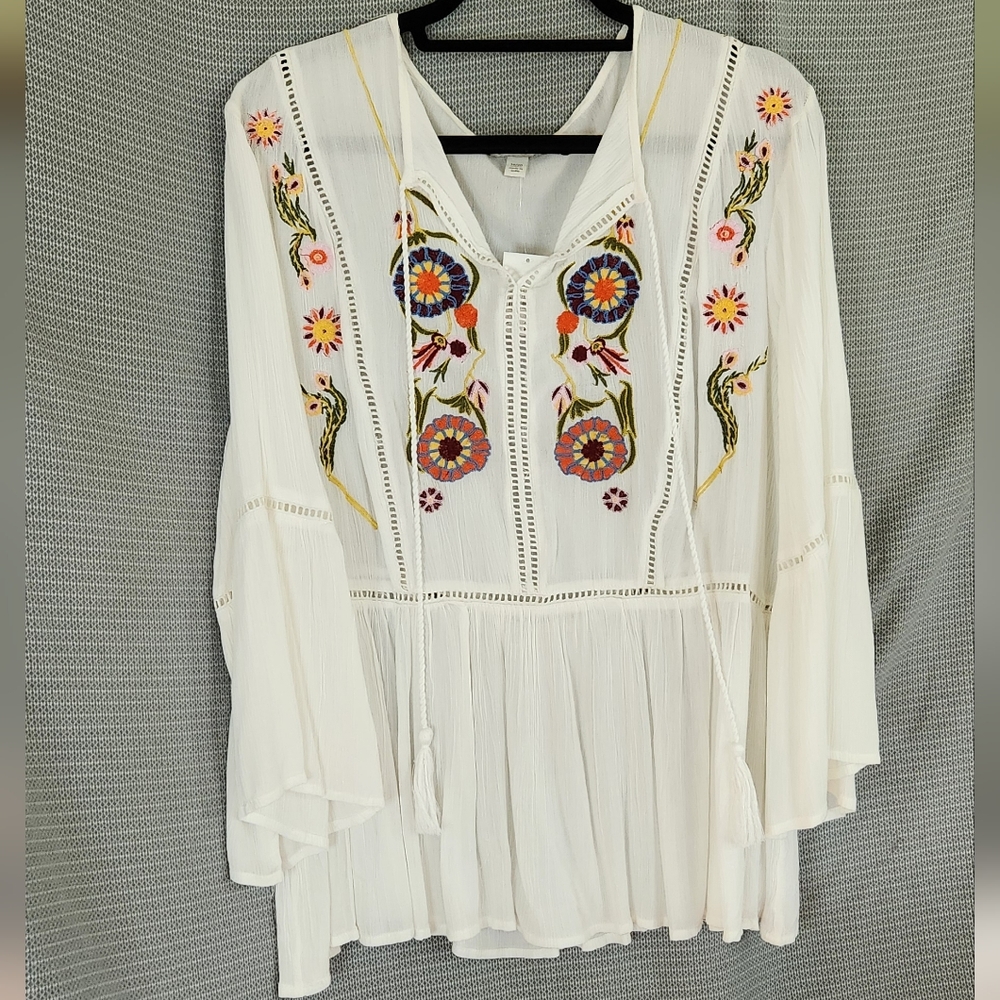 Plus Size 18/20 Cato Boho Embroidered Blouse NWT
